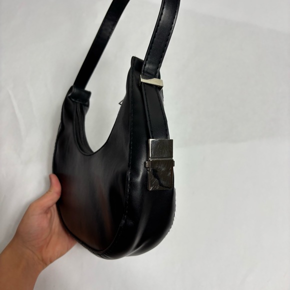 Black Leather Mini Shoulder Bag - Picture 3 of 6